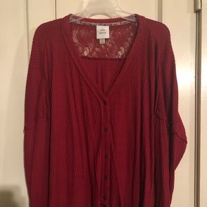 DEEP RED LONG SLEEVE SHIRT